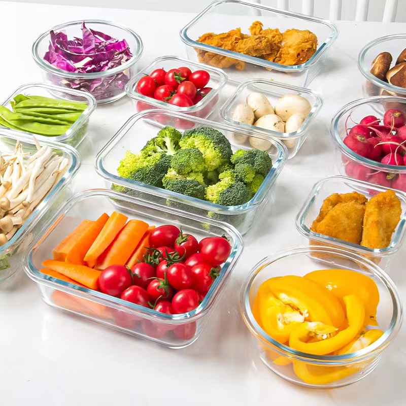 Персонализиране Правоъгълни стъклени контейнери кухненски стъклени контейнери за съхранение на храна06