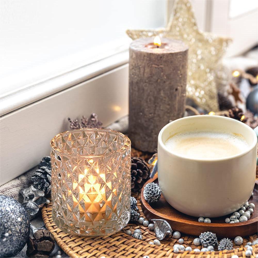 Cilindir Clear Glass Tealight embossed cam hobnail cama 01