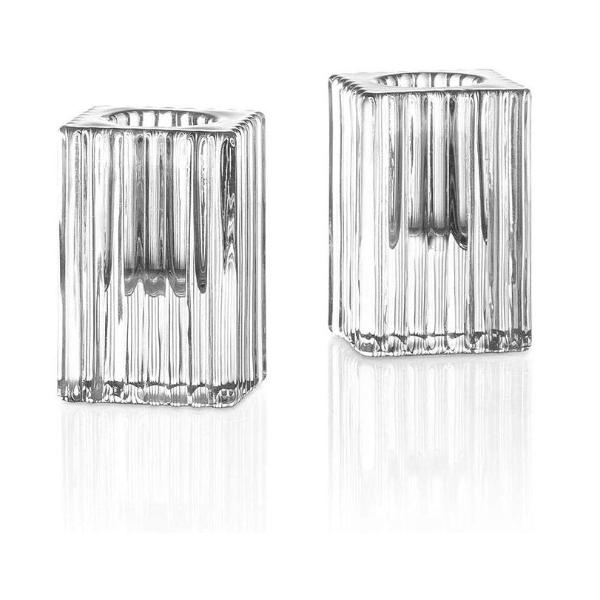 آرائشی صاف ستون کینڈل اسٹک ہولڈرز lucite Clear Glass Teallight Cuboid candleholders02