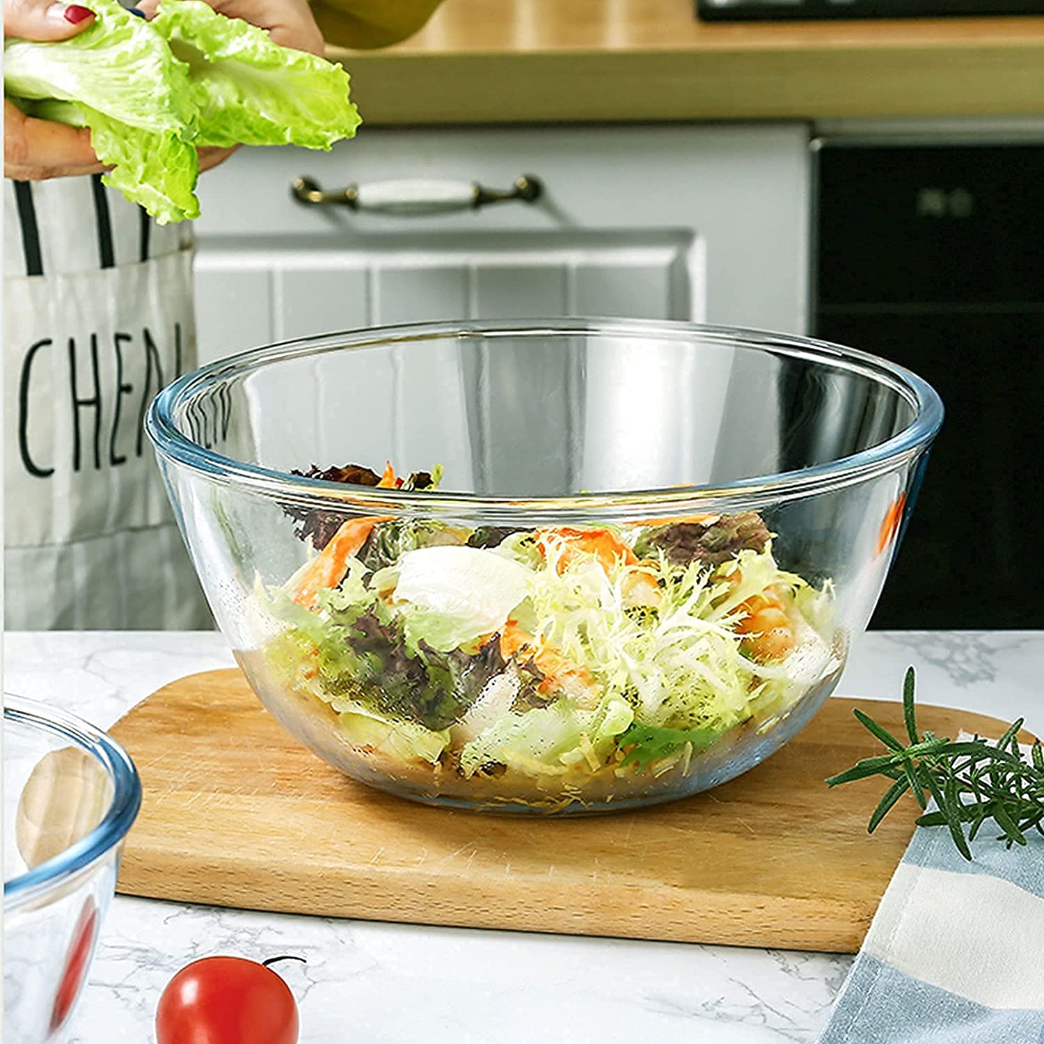Стаклена чинија Стаклена чинија за салату за печење у кухињи Припрема за сервирање кување04