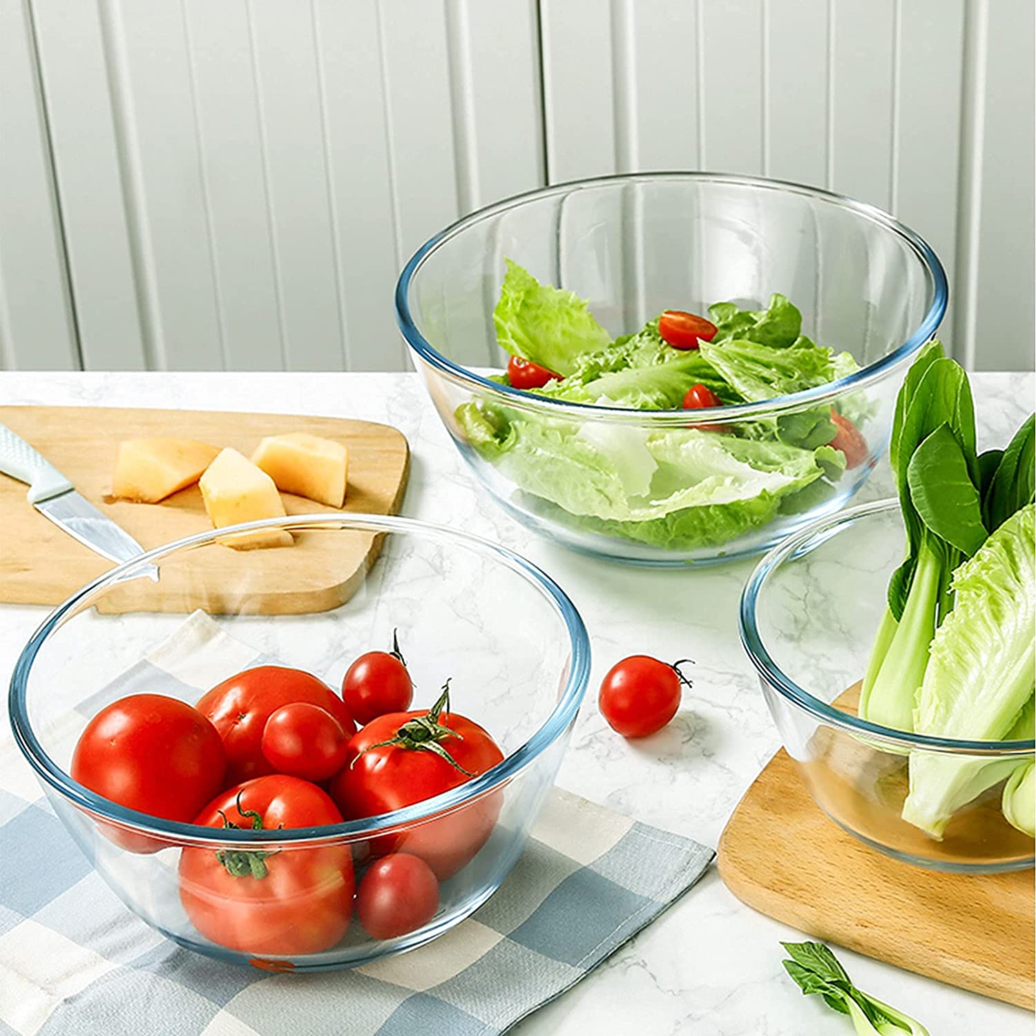 Stikla bļoda Stikla salātu bļoda virtuves cepšanai Sagatavošana pasniegšanai Gatavošana06