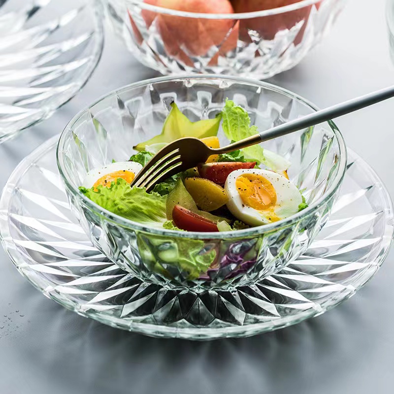 High Quality European Transparent Glassware Plate Dish Circular Glass Food Plate02