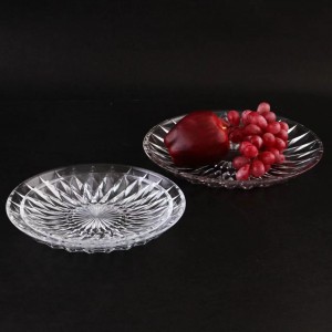Kualitas luhur Éropa Transparan Glassware Plate Dish Circular Kaca Food Plate04