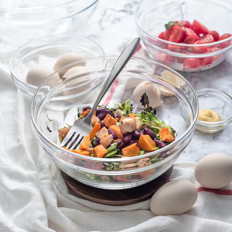 food03를 위한 고품질 과일 샐러드 명확한 전자레인지 소다 석회 유리 그릇