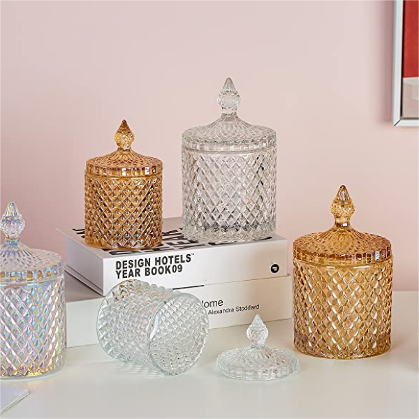 Hjem dekorative godteri krukker glass krystall godteri krukker glass oppbevaringsboks luxury02