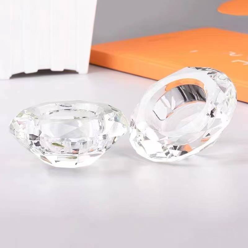Luxury Transparent Empty Glass Crystal Candle Holders Diamond Shape 01