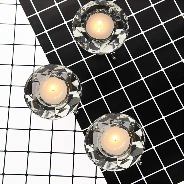 Portaespelmes de vidre de vidre buits de luxe amb forma de diamant 03