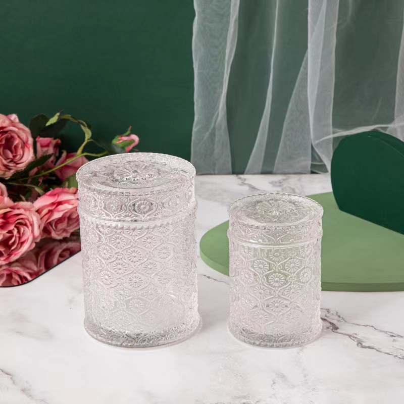 Luksusowy szklany świecznik cylindryczny lub szklany ja z pokrywkami do sprzedaży hurtowej02