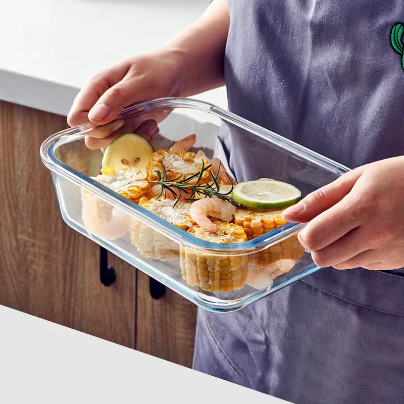 Lebensmittelbehälter aus rechteckigem Glas im minimalistischen Stil Aufbewahrungsbox für Lebensmittel02