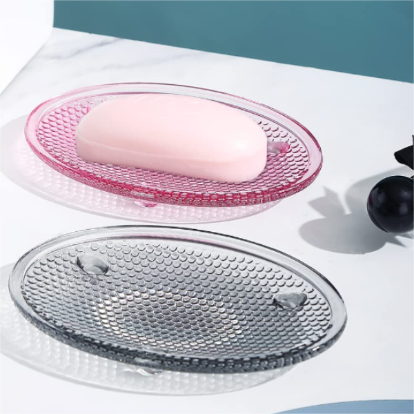 Soporte de esponja de jabón de barra de plato de jabón de vidrio redondo para encimera de ducha de baño04