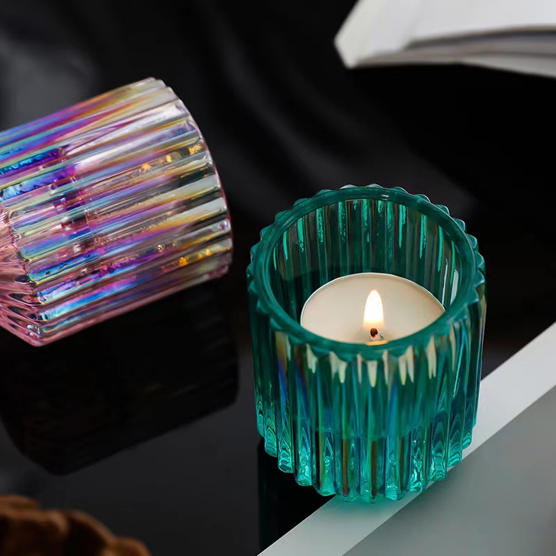 Striped Glass Tea Light Candle Holder nga Gigamit Para sa Wedding Party Dinner, Wedding, Birthday Ug Home Decor03
