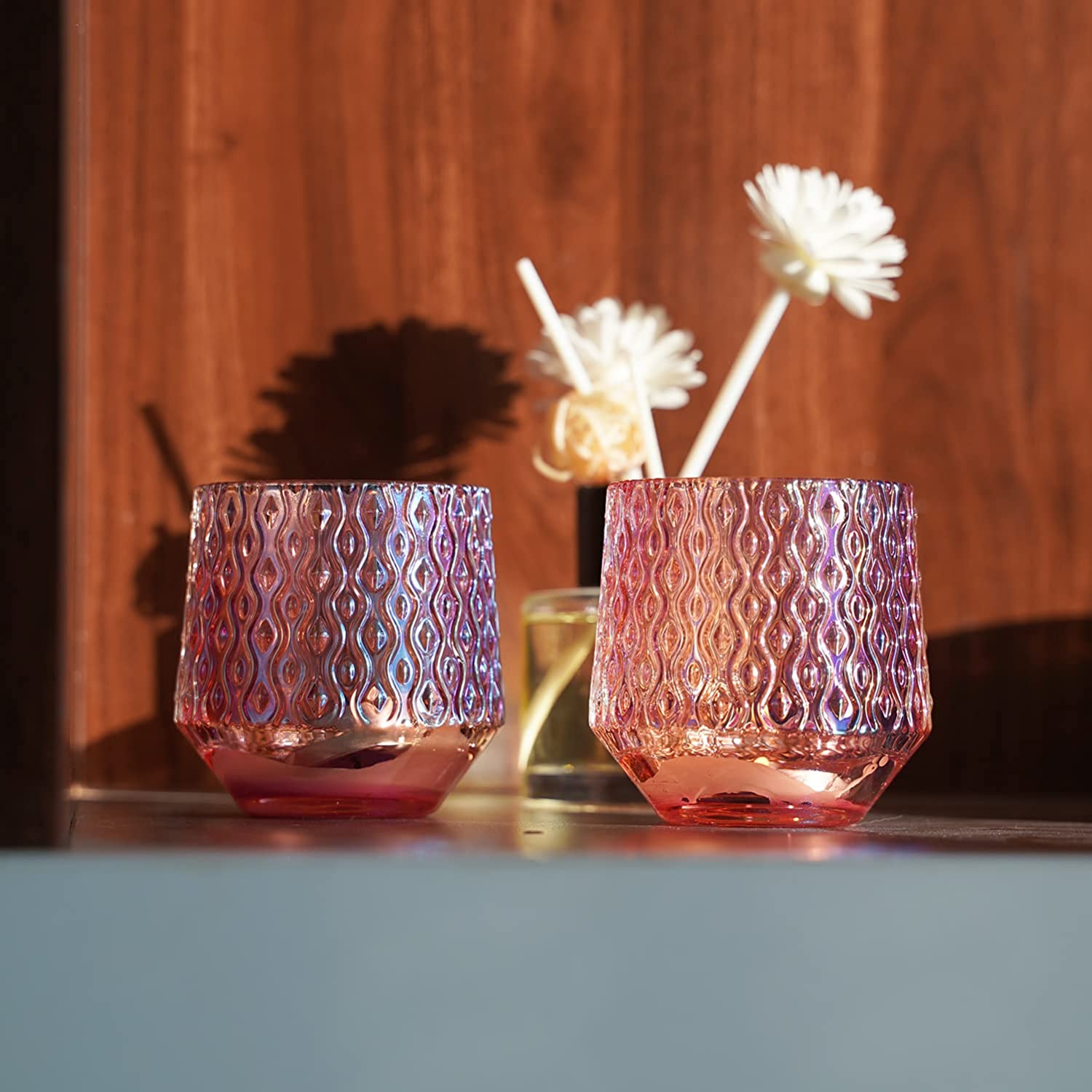 Luxury Round Cylinder Sunflower Crystal Glass Candlestick01