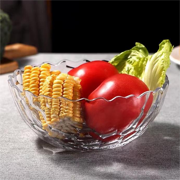 Јединствене рељефне стаклене чиније за храну Провидне стаклене чиније за поврће и воће за салату02