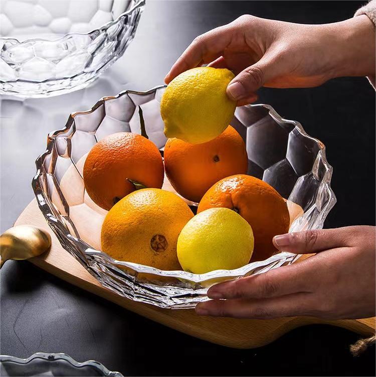 Јединствене рељефне стаклене чиније за храну Провидне стаклене чиније за поврће и воће за салату03