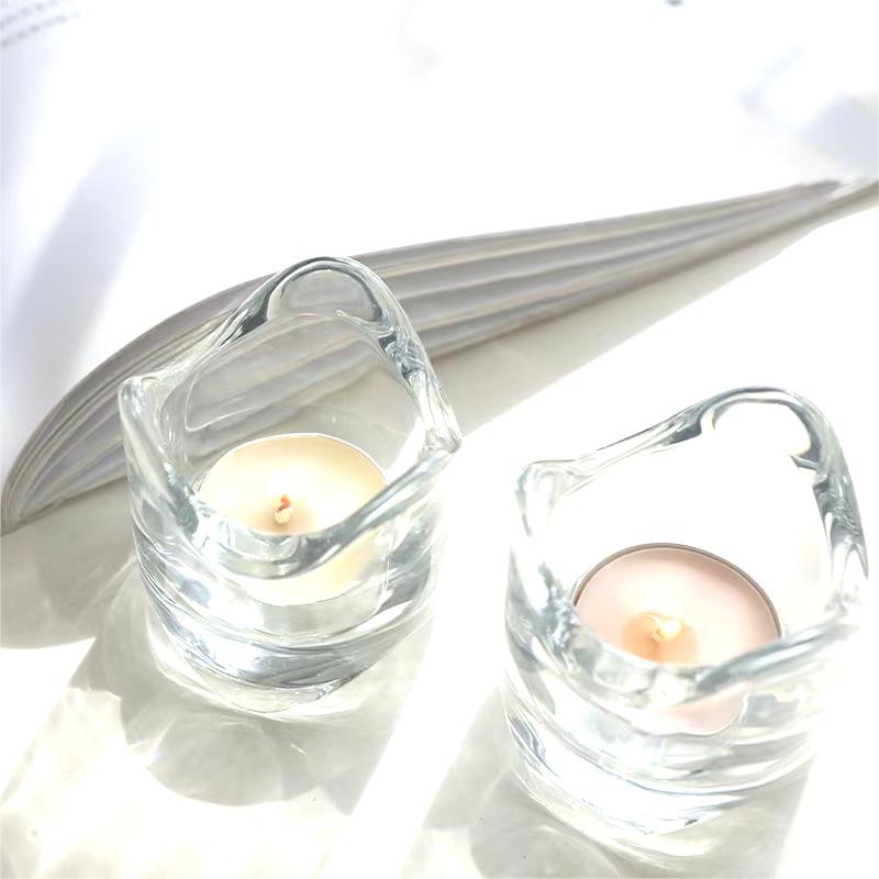 Tarros de vela de cristal de té de tamaño pequeño de mesa Vintage, portavelas, decoración de tazas05