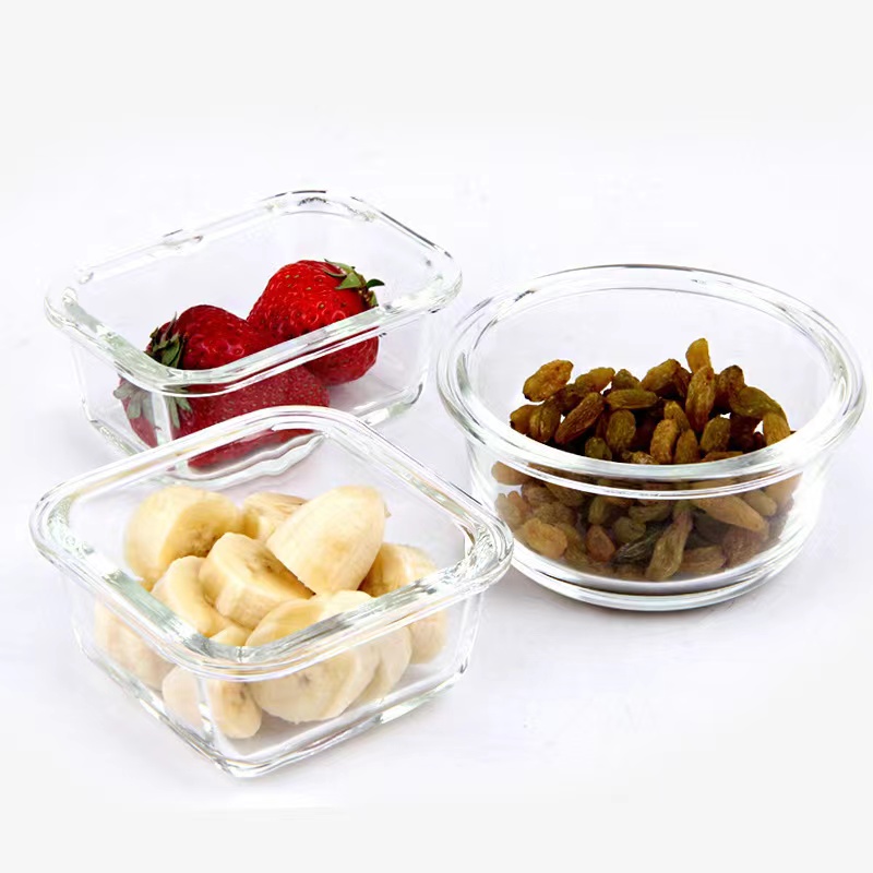 Велепродаја округле прозирне посуде за храну Стаклена посуда за складиштење хране за мешање салате04